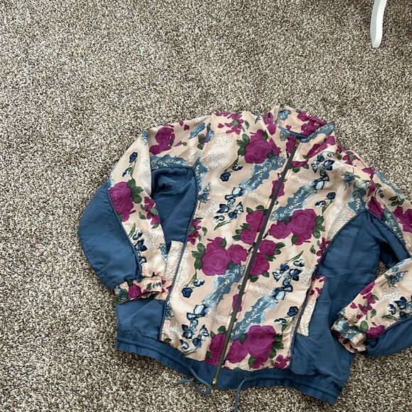 Vintage 90s Hunt Club Silk Floral Windbreaker Zipper Jacket Medium - Picture 13 of 13
